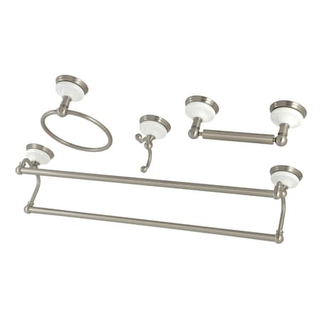 Kingston Brass 4-Pieces Dual Towel Bar Bathroom Set, Brushed Nickel BAK1113478SN